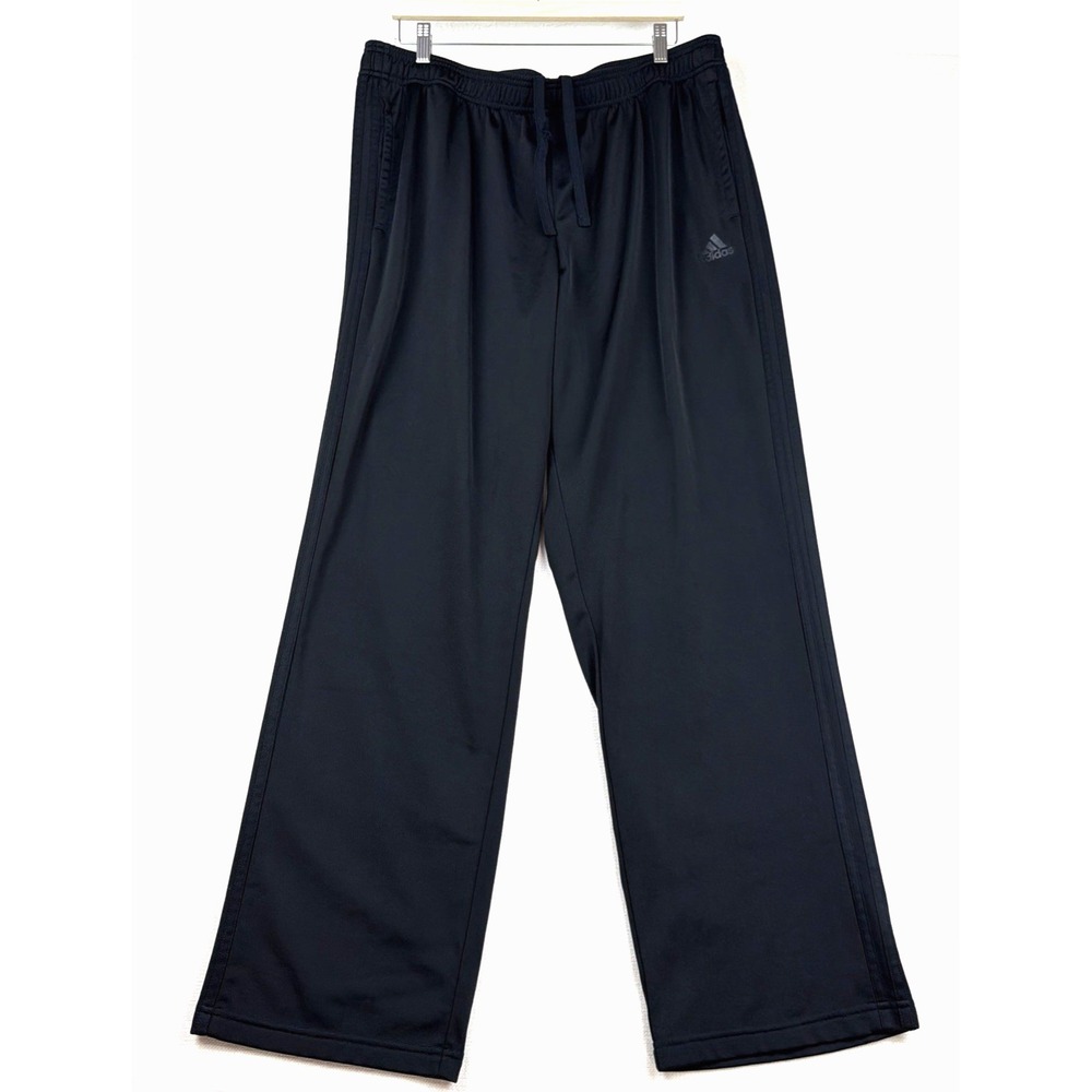 Adidas Track Pants Mens 2XL Black 3-Stripe Athletic Gym Pockets Elastic Waist